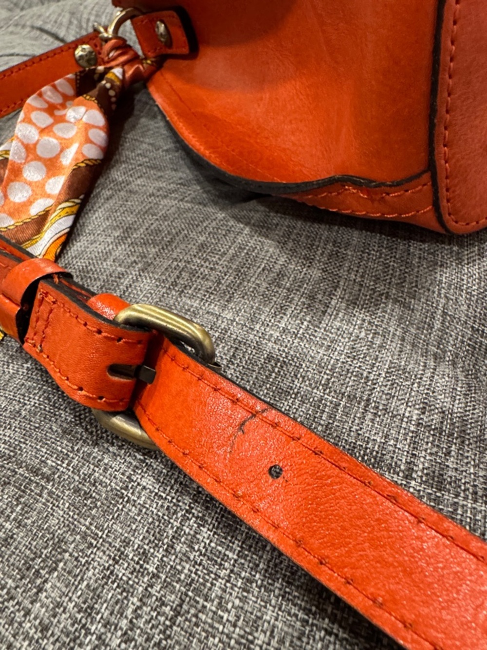 Patricia Nash Bag Aria Double Ring Orange Leather Floral Laser Cut Crossbody - Picture 16 of 17